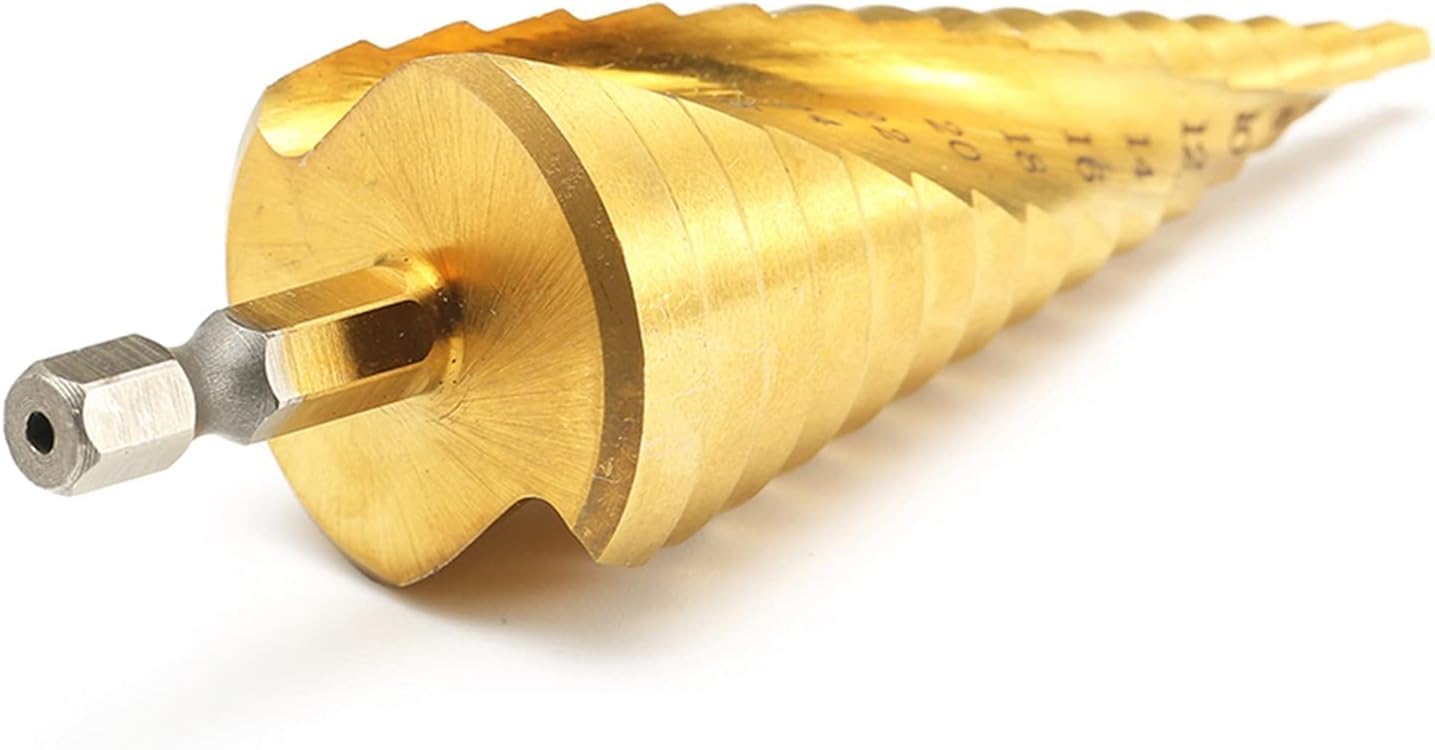Wiertło stopniowe, wiertła do metalu, wiertło stopniowe z węglików spiekanych 4 wiertła stopniowe ze spiralnym rowkiem HSS, środkowe wiertła stopniowe, akcesoria do wierteł stopniowych, tytanowe wiert