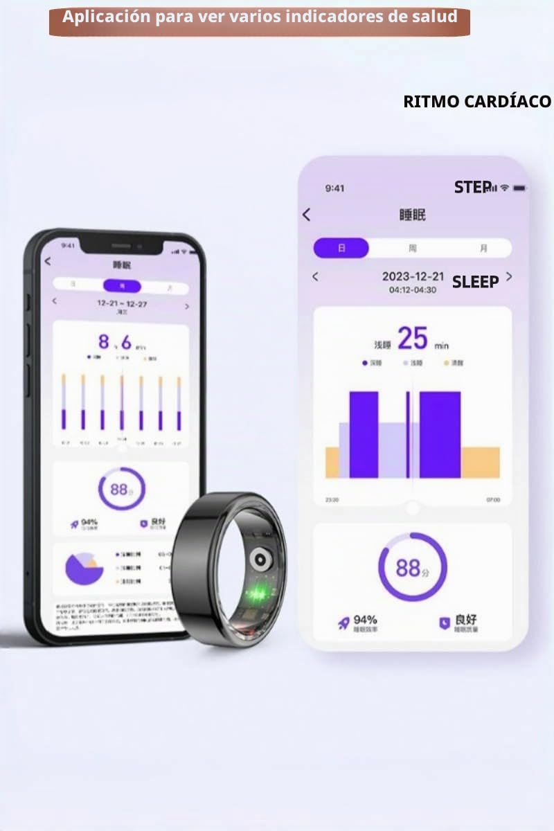 Cuifati Smart Ring Health Tracker, IP68 Anillo de Seguimiento de Actividad Física Portátil Resistente Al Agua para Mujeres y Hombres, Fitness Sleep Frecuencia Cardíaca Rastreador de