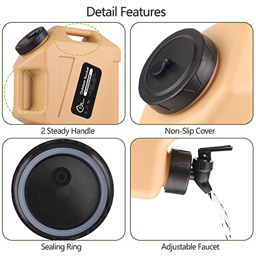 Image of 3.2 Gallon /5 Gallon Water Containers with Spigot, BPA Free Water Jug, Military Green Water Tank, Multifunction Water Storage Containers for Camping Outdoor Hiking,Emergency Stroage