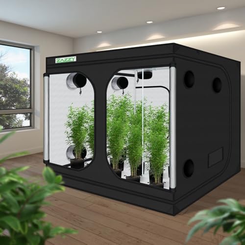 Image of zazzy 8x8 Large Grow Tent 96 inchx96 inchx78 inch High Reflective Mylar Growing Tent