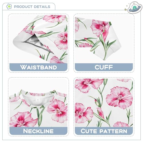 JUNZAN Art Dianthus White Little Girls Sweatshirt Hoodie Long Sleeve Outerwear for Kids Camping 4T3