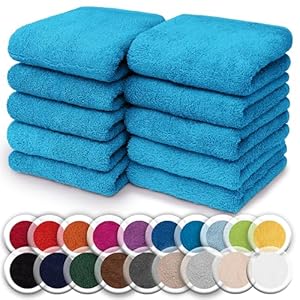 NatureMark Set van 10 kleine badstof handdoeken voor gezicht en handen – 100% katoen, zacht en absorberend – 30×30 cm, Turkoois