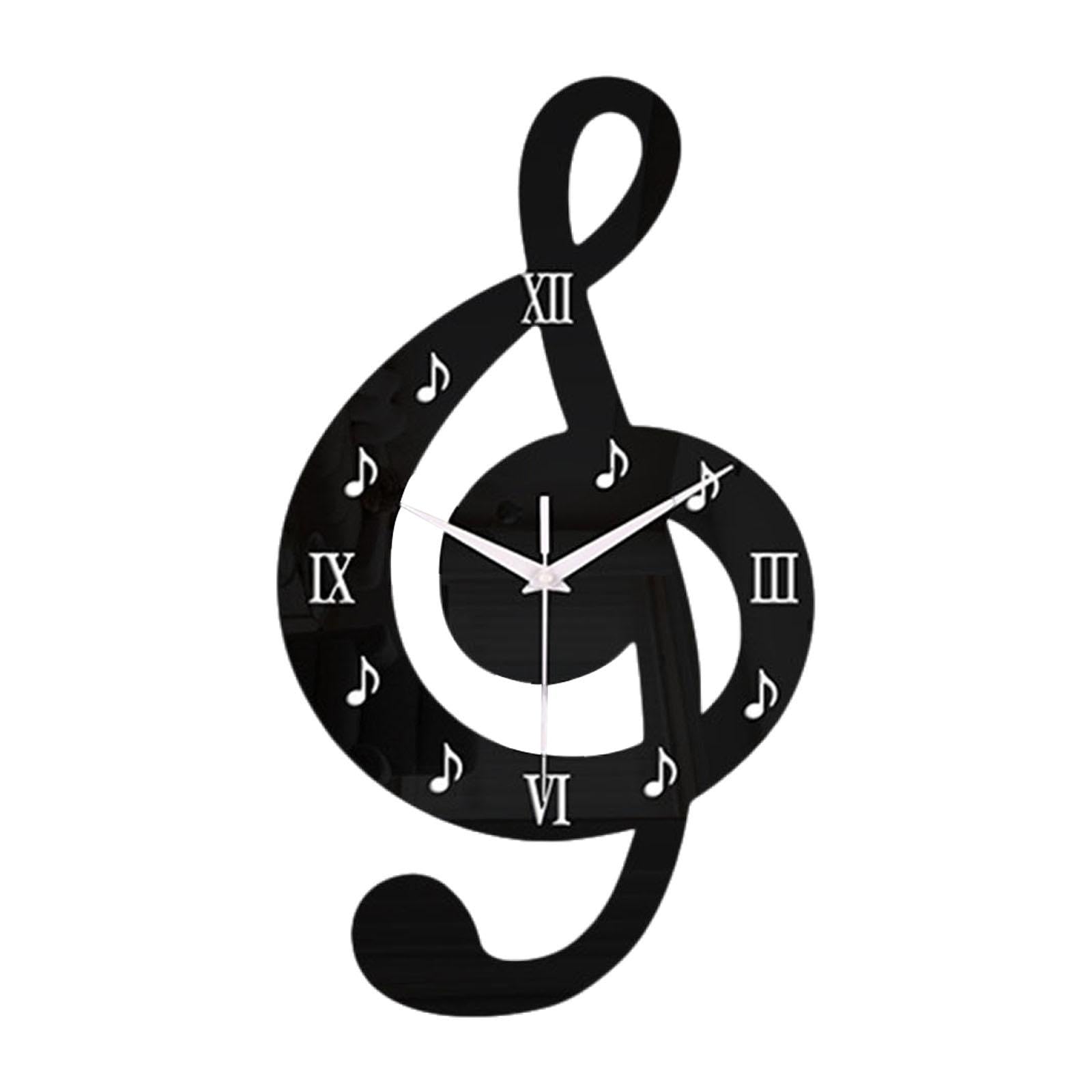 Horloge murale note de musique F Fityle en acrylique noir pour salon