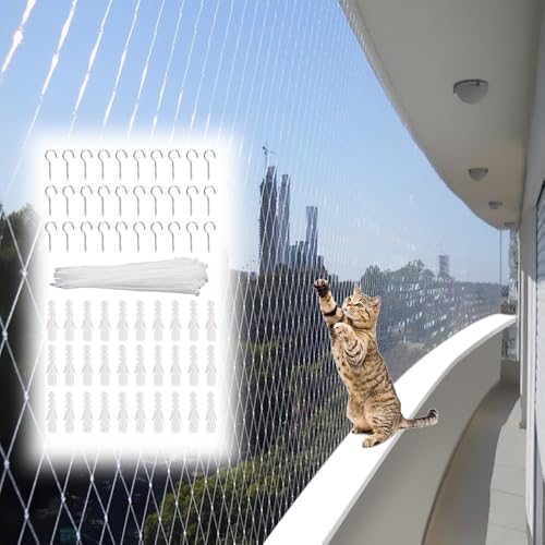 Lotvic Katzennetz für Balkon, 10x3m Katzennetz Ohne Bohren, Katzenschutznetz, Balkonnetz für Katzen, Taubennetz Balkon, Vogelnetze Vogelschutznetz,...