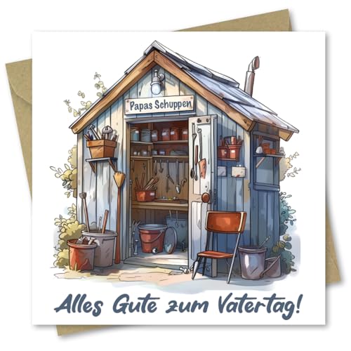 Absolutely Yours Vatertag Karte für Papa Vatertagskarte mit Schuppenmotiv 150 x 150 mm mit Umschlag recycelbar