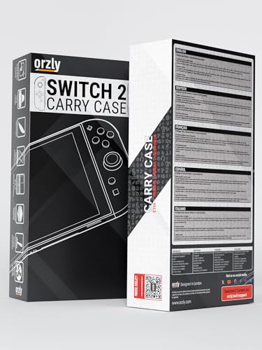 Image of Orzly Case Compatible with Switch 2 - Protective Travel Carry Case with Screen Padding, Game Card & microSD Slots, Zipped & Open Pockets for Accessories - 7.9 inch Gift Boxed