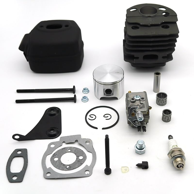 Kit Tensor de Ajustador Cadena silenciador Escape carburador pistón Cilindro 46MM for Pieza Repuesto Motosierra jardín Husqvarna 55 51 Reemplazar