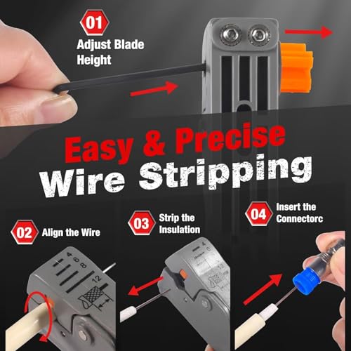 Coaxial Cable Crimper for RG59, RG6, 3-in-1 Coax Cable Repair Kit with Wire Stripper Adjustable for RG59, RG11, RG7, F-Type RG6 Connector for Satellite TV, Home Theater and Network Cabling (20)