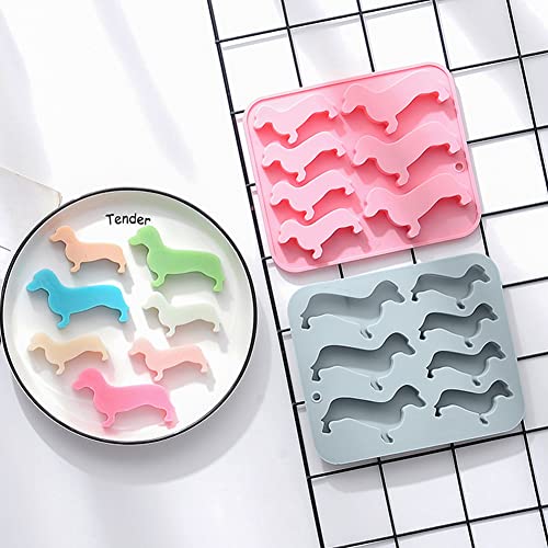 Set de 2 moldes para hielo de silicona con forma de perro salchicha miniatura 5