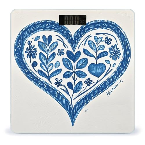 Balanza digital para baño con diseño de corazón y vidrio templado