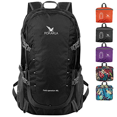 POKARLA 40L Foldable Rucksack Travel Hiking Folding Outdoor Backpack