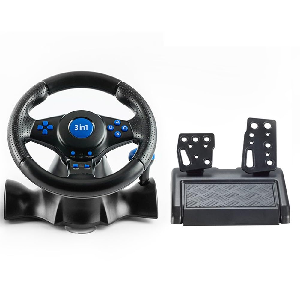 Helilyco Volante USB Racing con pedali, vibrazione, compatibile con interruttore, per 360/One, per PS3, PC, design ergonomico ABS Sim Gaming
