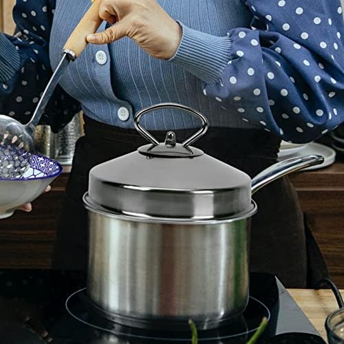Toyvian Steaming Cover Round Basting Cover Stainless Steel Lid with Handle Burger Cover for Melting Dome Griddle Grill Accessories