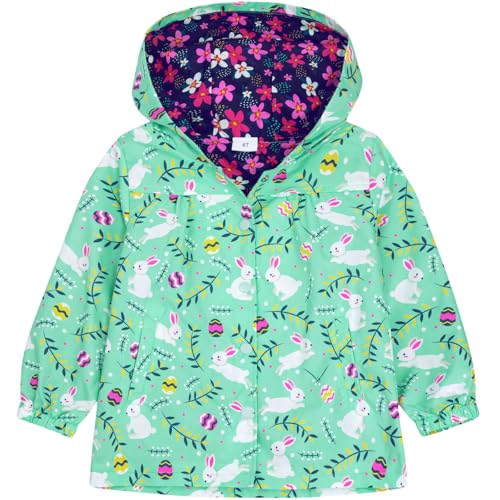 Seanrui Toddler Rain Jacket Waterproof Hooded Rain Coats for Girls Windbreaker Outwear, Green, 1 Year