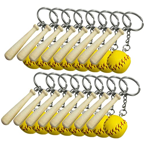 Porte-clés de baseball Yardwe en lot de 16 avec mini batte pour sacs et clés