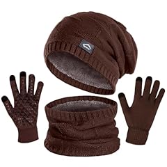 Brown Beanie Scarf and Brown Gloves