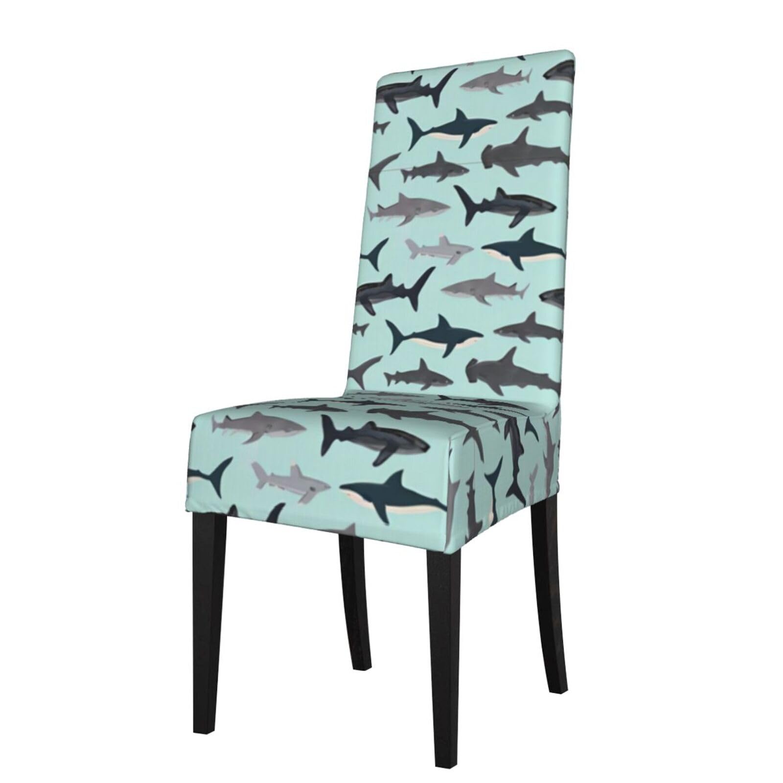 YYHHAOFA Shark Prints Dining Chair Throws – Stretch Slipcovers Revitalize Your Seating with Easy Style & Easy Care