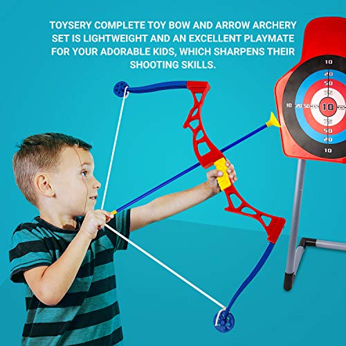 Toysery Bow And Arrow Toy Set For Kids – Archery Set With 3 Suction Cup Arrows, Quiver And Free Standing Target, Ideal For Indoor, Outdoor Hunting Adventure Games #TOP3