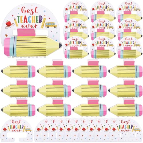 Suncalla 12 Sets Pencil Hair Claw Clips Teacher Appreciation Gifts with Greeting Cards Funny Cute Back to School Claw Barrettes Pencil Hair Accessories for Women Teachers Students