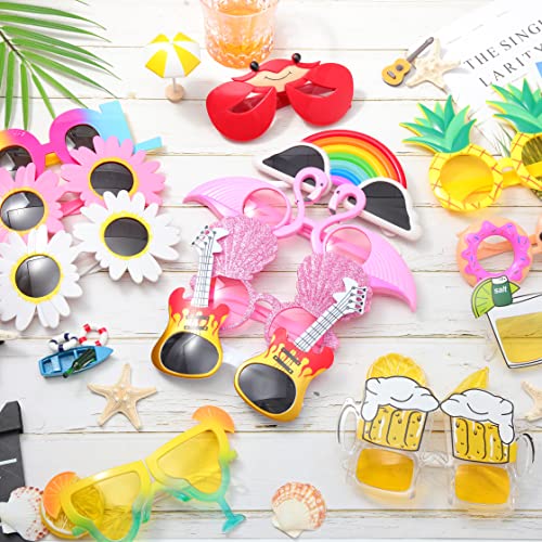 Flutesan 24 Pairs Luau Party Sunglasses Funny Hawaiian Tropical Glasses Beach Themed Party Supplies Decorations(Fresh)3