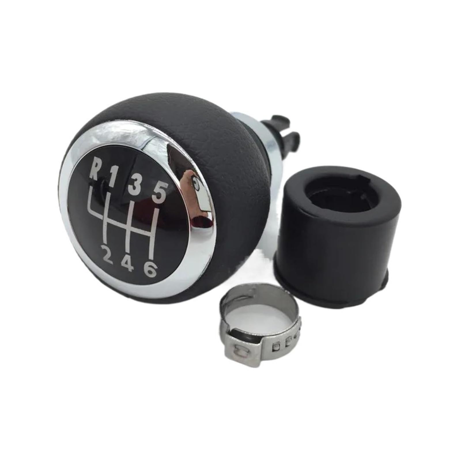 Lozopmtmld 6 Speed Gearknob For Vw For Passat B6 2005-2011 Sporty Gear Knob Black/Silver