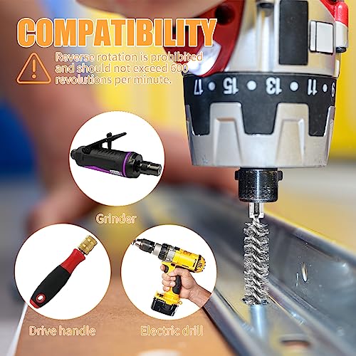 Image of 12 Pieces Wire Brush Drill Bore Cleaning Brush Set,with 1 /4 Inch Hex Shank Stainless Steel Wire Twisted Brush for Drill Impact Driver