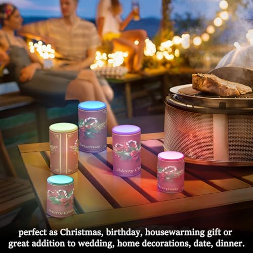 Image of Kcldeci Flameless Candles Xmas with Candy Cane Battery Operated Candles Exquisite Pack of 2 Outdoor Indoor with Remotes Wedding Decor