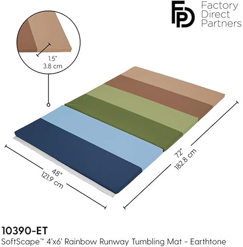 Miniatura 10 de FDP SoftScape - Tapete de 4 x 8 pies, espuma suave y resistente, tapete de ejercicio de 3 pliegues juego activo seguro en interiores, práctica de