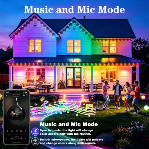 HCMTGW 300FT Permanent Outdoor Lights, RGB+IC Waterproof Smart LED Eaves Lights with App & Remote Control, for Christmas and Holiday Decor, Daily and Accent Lighting for House Roof, Patio and Garden - image 6