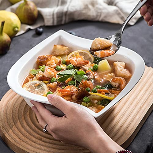 Llly 3-Piece Ivory White Porcelain Ceramic Cereal Bowls Soup Salad Bowls 7" & 8.5" & 10" Dinnerware Combi Bowl Set #TOP4