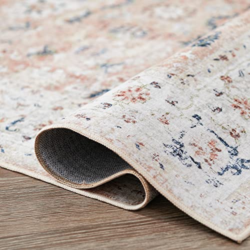 Collact Runner Rug 2X5 Area Rug Persian Rug Vintage Distressed Blush Pink Entrance Chenille Thin Rug Floral Print Carpet Non Slip Boho Farmhouse Kitchen Living Room Bedroom Dining Room #TOP6