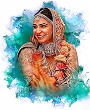 VSK SKETCH ART Customised Digital Smock Pattern Oil Painting Sky Blue | Gift For - Anniversary | Birthday | Wife | Husband | Sister | Brother | Gift For SomeOne