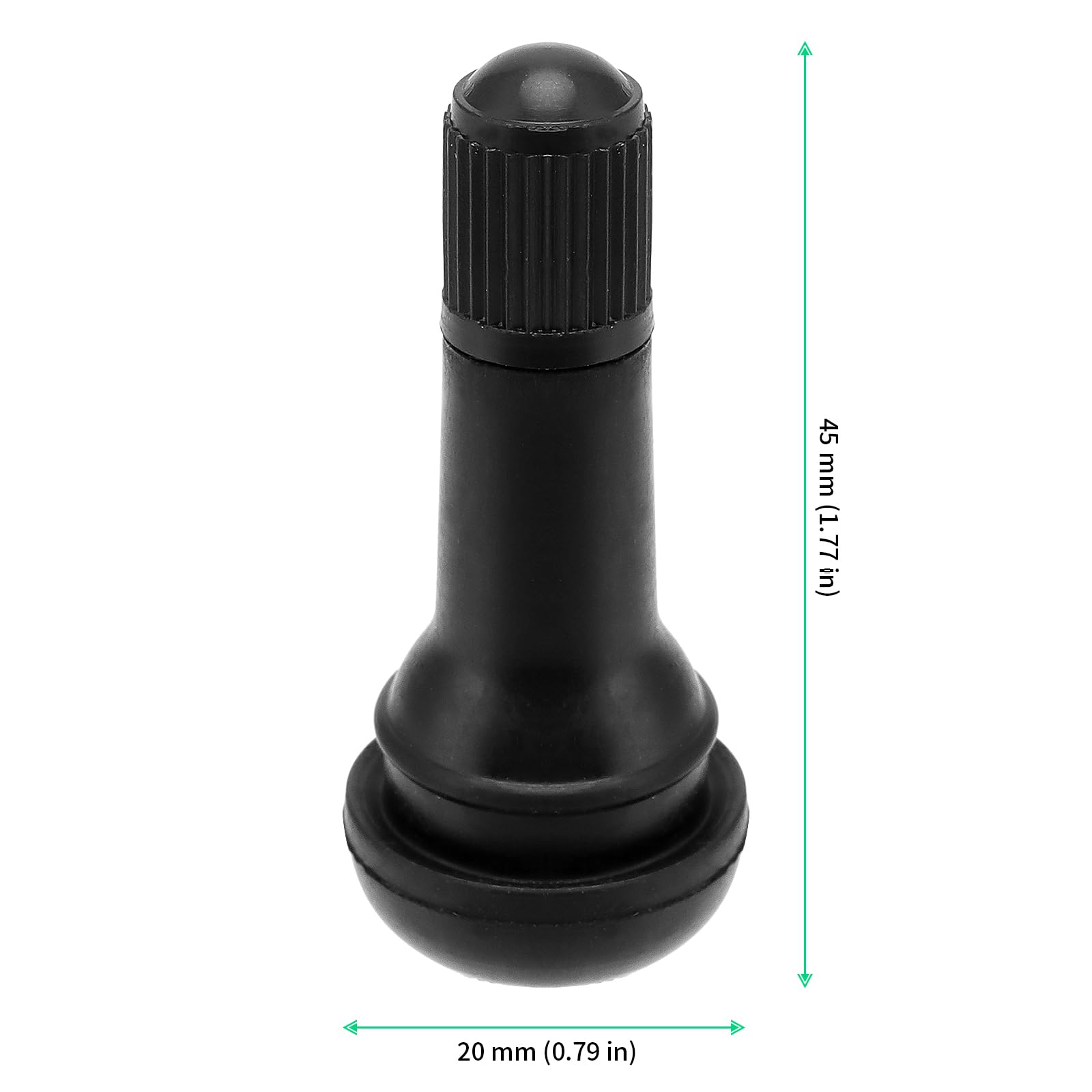 FUNSUEI Lot de 200 valves en Caoutchouc Noire TR413-20 x 45 mm, Valve Pneu Voiture, Valve tubeless, pour la Plupart des Voitures, Motos