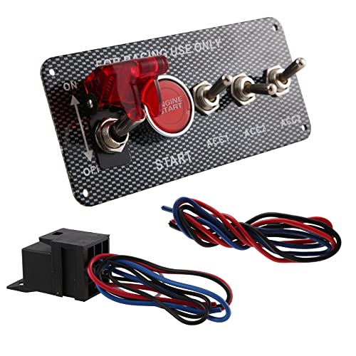 sunroot Interruptor de encendido de 12 V para coche, botón de arranque del motor, 3 paneles de conmutación con palanca