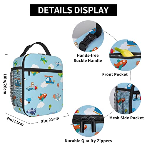 Cuesr Airplane Lunch Box Kids Boys Insulated Cooler Thermal Cute Lunch Bag Tote For School #TOP2