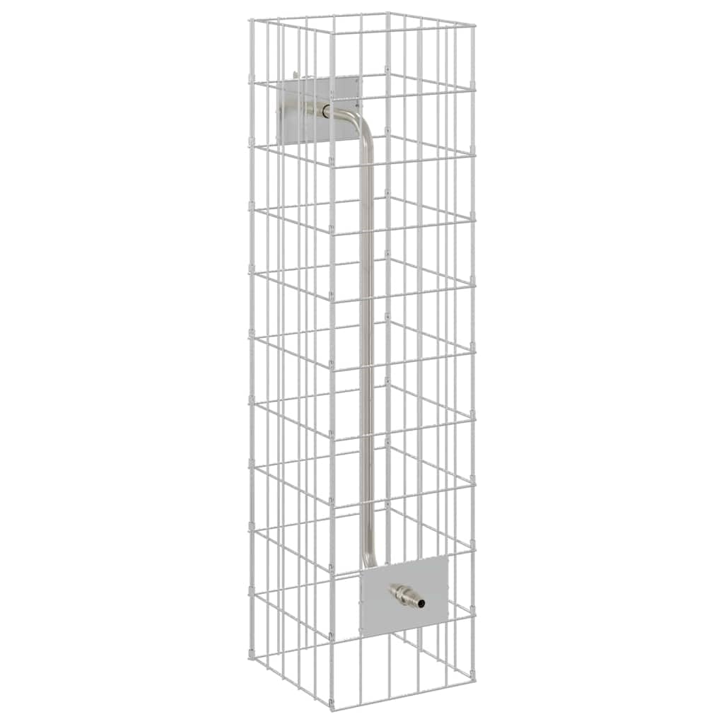 Gartensäule Wasserhahn aus Edelstahl, freistehende Wasserstelle für den Garten, 25 x 25 x 100 cm, wetterfeste Wassersäule in Silber
