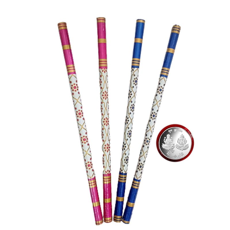 (Pack of 1 Pair) Navratri Festival Multicolor Dandiya Sticks for Dance| Bold Dandiya Sticks with Silver Color Coin Garba Dance Sticks for Kids & Adults (Multicolor)(AB_PVC Doubel Handel Dandiya)-image-19