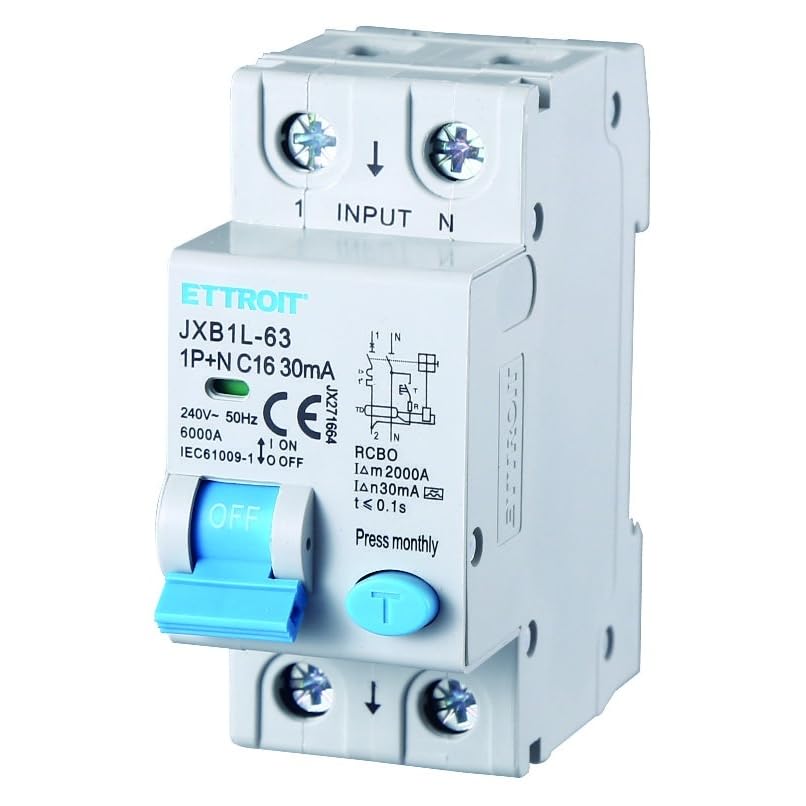 Interruttore Magnetotermico Differenziale 1P+N 16A 30mA 220V-6KA CLASSE A 2 MODULI 30mA per Guida DIN - Protezione Circuiti e Sicurezza Impianti