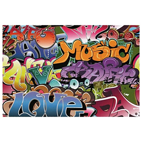 Sets de table graffiti faciles à nettoyer pour simplifier les repas de famille
