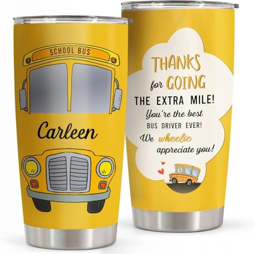 Personalized School Bus Driver Tumbler 20oz Stainless Steel Trave...
