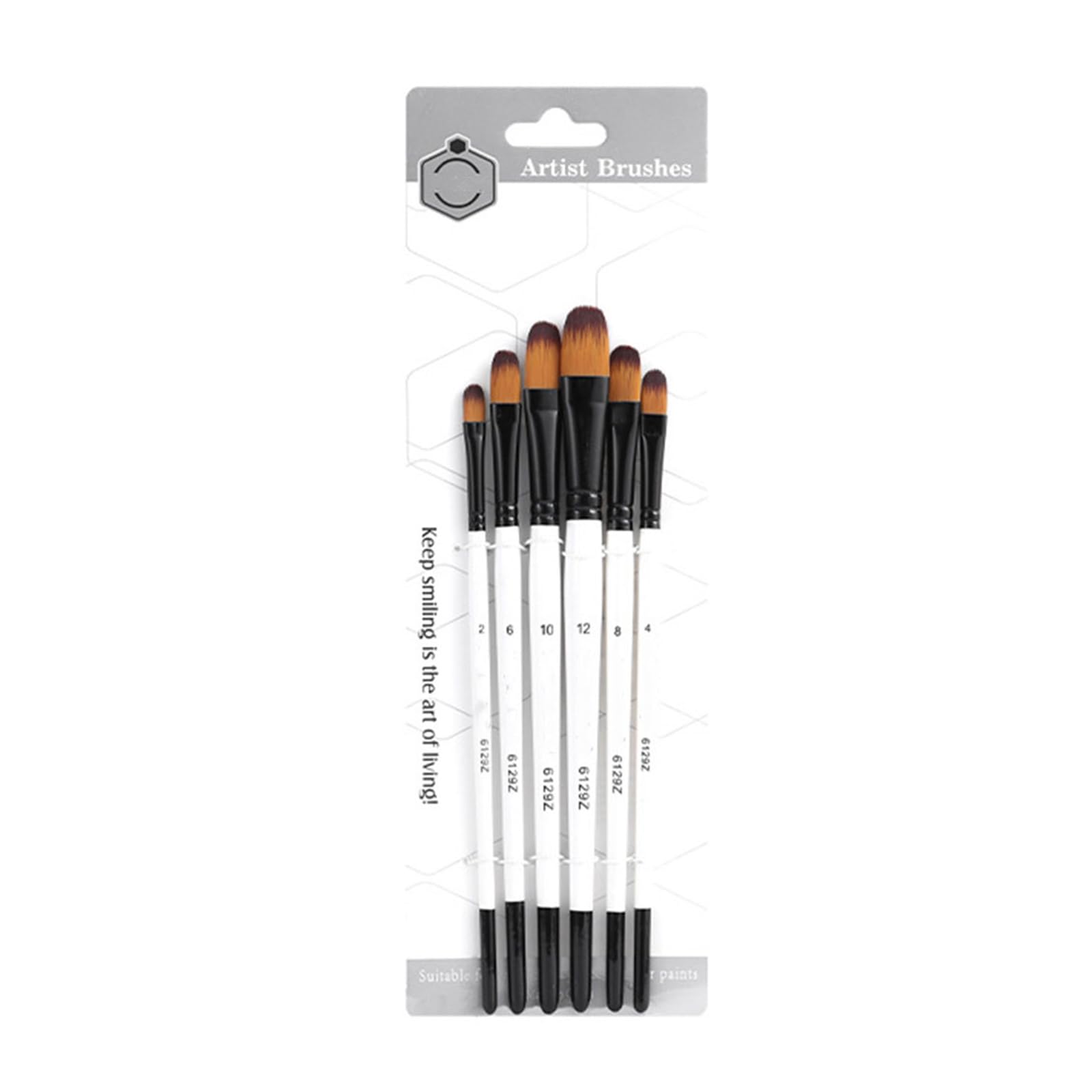 Hsioluted Oblate 6Pcs Watercolor Paint Brush Nylon Paintbrush For Artist Beginner Acrylics Oil Watercolor Gouache Painting Face Body Art Professional Art Supplies