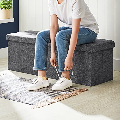 Image of SONGMICS 43.3 Inches Storage Ottoman, Foldable Bench with Flipping Lid