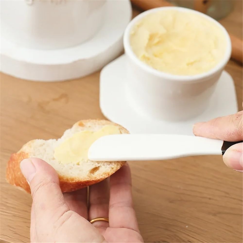 Beurrier Beurrier en céramique avec couvercle for comptoirs de cuisine souple couteau(Blue)