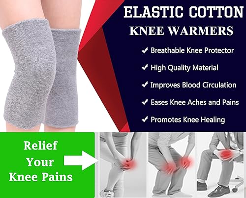 Cysocool 1 Paare Dicke Baumwolle Kniewärmer Winter Warme Knieschoner Therapie Arthritis Kaltes Knie Schmerzlinderung Kniebandage Thermische Knieschützer Ärmel Knieprotektor für Fahrrad Motorrad