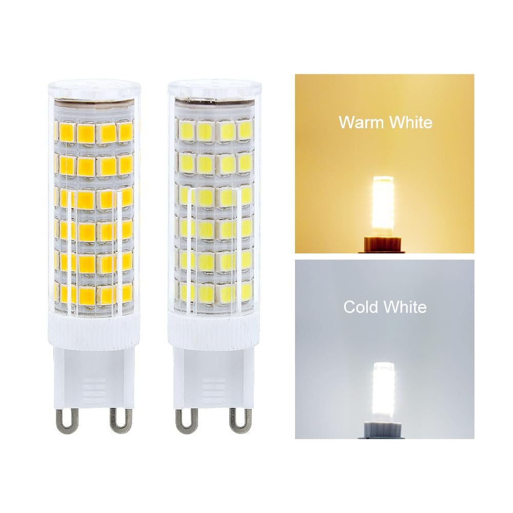 fengyan Casa bombillas, Paquete de 20, foco de bombilla LED AC220V G9 SMD2835 4W/5W lámpara de iluminación de araña Familiar Lámpara(Cold White,G9 5W 75LEDs)