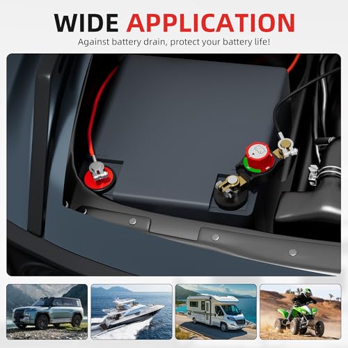 Image of Joinfworld Top Post Battery Disconnect Switch 12V-48V Battery Kill Switch Negative On /Off Battery Switch for Cars, Vehicles, RVs and Boats