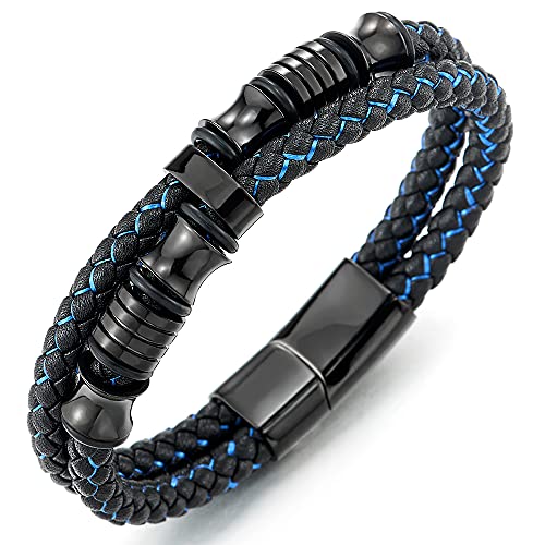 Pulsera de Cuero Trenzado Doble Fila para Hombre miniatura 1