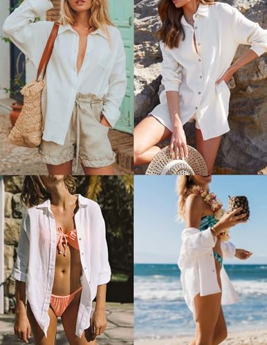 HOTOUCH Womens Button Down Shirts Long Sleeve Dress Shirt Textured Collared Work Blouse Dressy Casual Tops with Pocket3