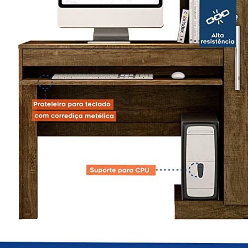 Mesa para Computador 1 Armário e Prateleira Office Valdemóveis Ipê