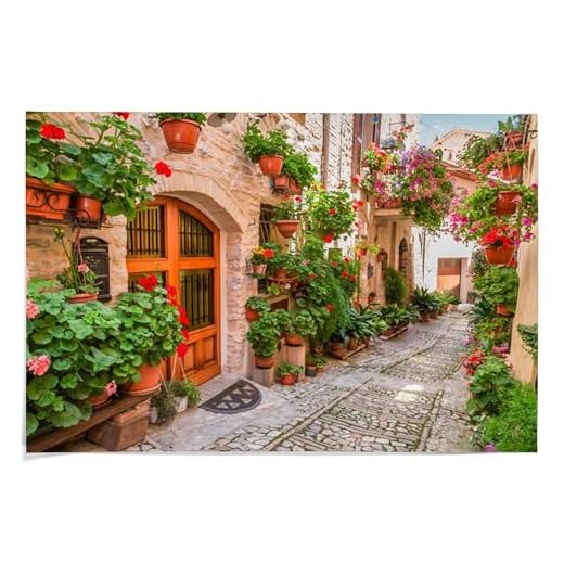Umbria, Italy - Street Scene in Small Italian Town - Photography A-91554 (36x54 Giclee Gallery Print, Wall Decor Travel Poster)